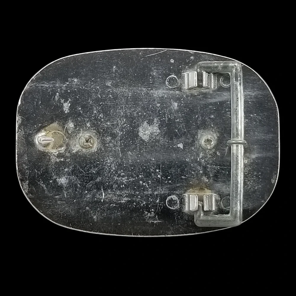 Vintage Western Silver Tone Floral Engraved Belt Buckle‎ with Brown Jasper Stone